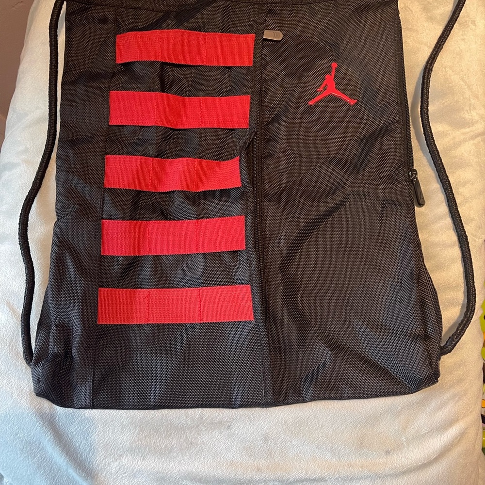 Black and Red Drawstring Bag